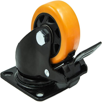 CASTER WHEEL ORANGE 3'' SWIVEL WITH BREAK